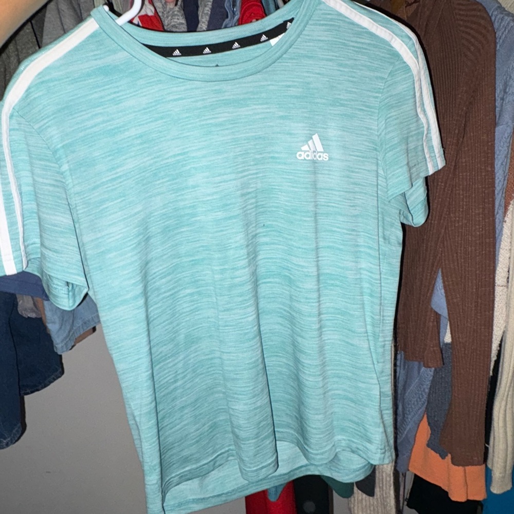 Adidas Teal Striped T-Shirt